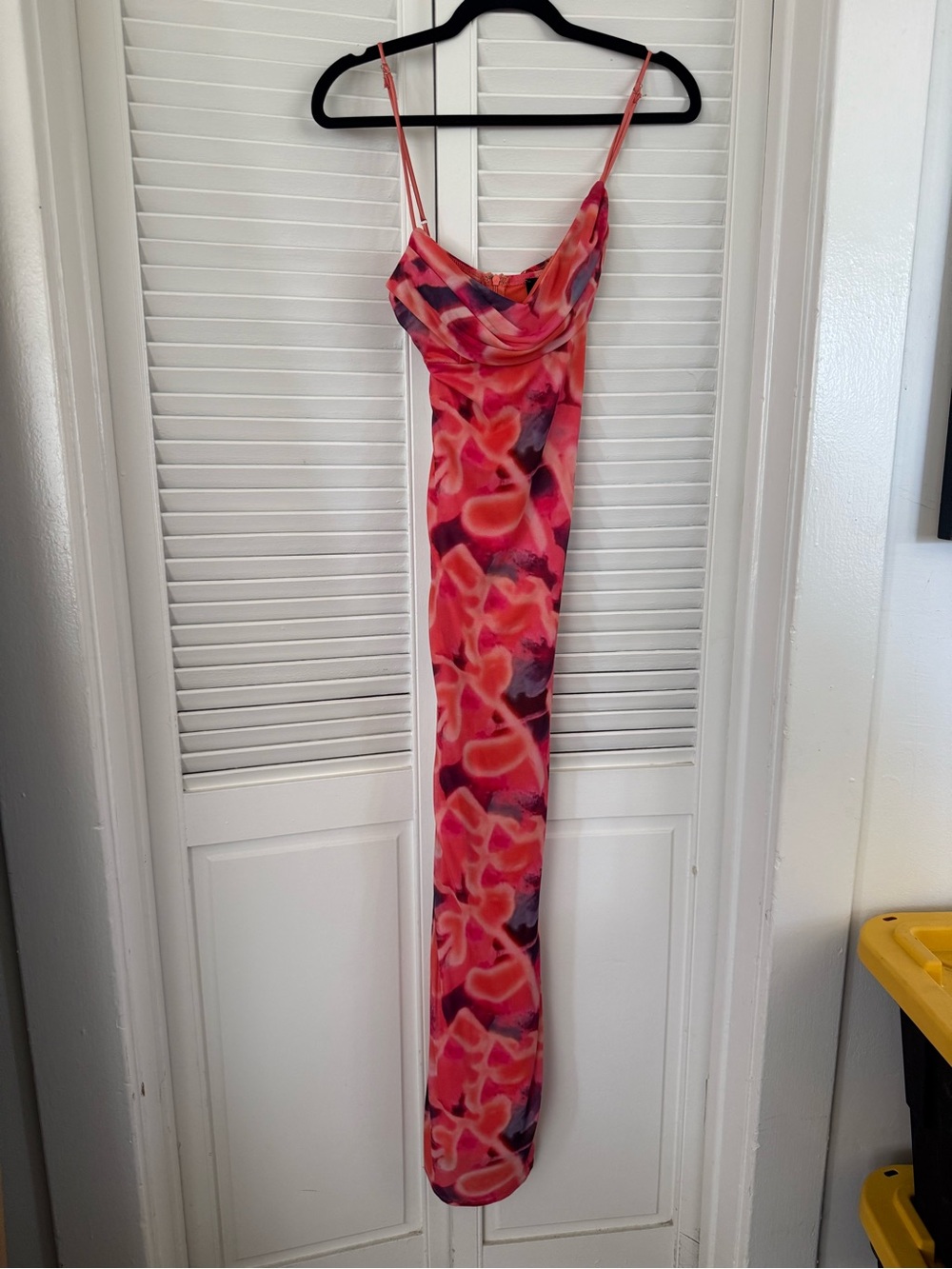 Angel Biba Pink & Coral Floral Cowl Slip Maxi Dress